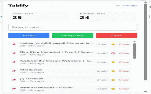 Tabify :: A powerful Chrome extension for managing tab overload with smart organization features
