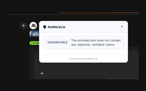 NoMoreLie :: AI-powered fact-checker. Select text on any page to verify claims instantly.