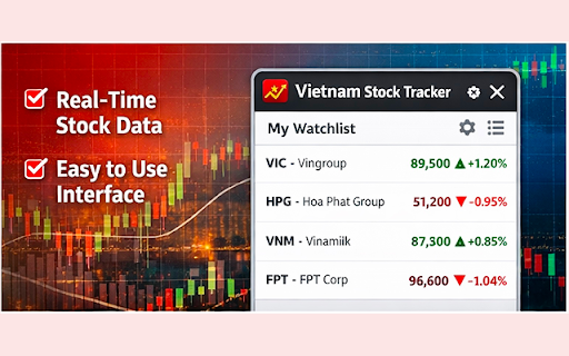Vietnam Stock Tracker :: Theo dõi giá cổ phiếu Việt Nam với danh sách tùy chỉnh ngay trên trình duyệt - Track Vietnam stocks with a customizable watchlist.