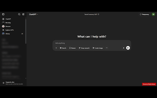 Streamer Mode for ChatGPT :: Hide or blur ChatGPT's sidebar when screen sharing to protect your privacy