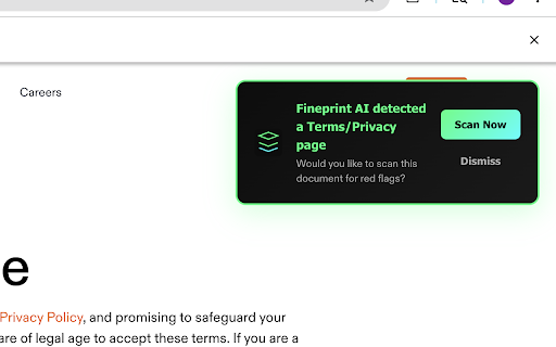Fineprint AI :: AI-powered Terms of Service and Privacy Policy scanner with futuristic interface