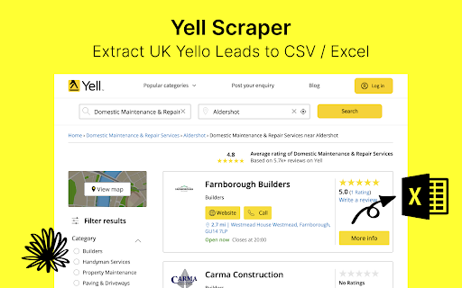 Yell Scraper - Extract UK Business Leads :: Yell Scraper - #1 click to export thousands of B2B leads To CSV.