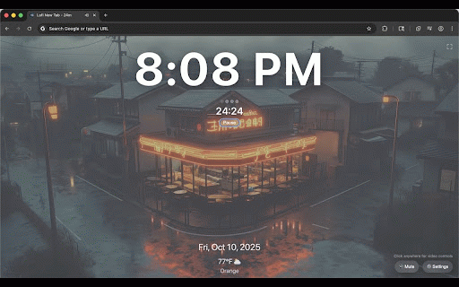 Lofi New Tab (YouTube Background + Clock) :: Calm lofi new tab with streaming background, clock, weather, and Pomodoro focus tools.