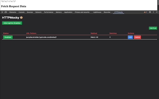 HTTPMocky :: DevTools panel + content script that rewrites fetch/XHR responses
