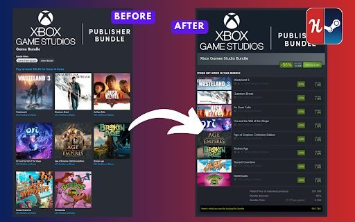 Steamify Humble Bundle :: Changes the appearance of Humble Bundle's game bundle pages into a cleaner, Steam Store-inspired layout for easier browsing.