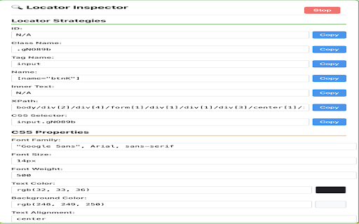 UI Inspect – Locator Inspector for QA & Devs :: Inspect UI elements and generate reliable locator strategies like XPath and CSS selectors for automation testing.