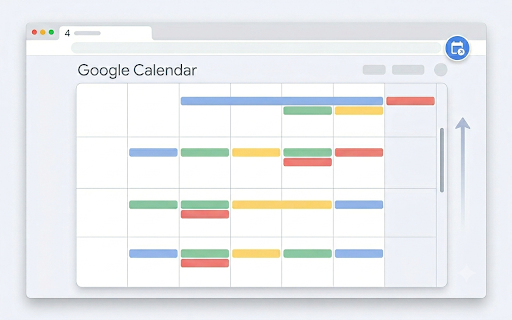 Google Calendar Continuous Week Scrolling :: Moves Google Calendar custom 4-week view by 7 days per scroll.