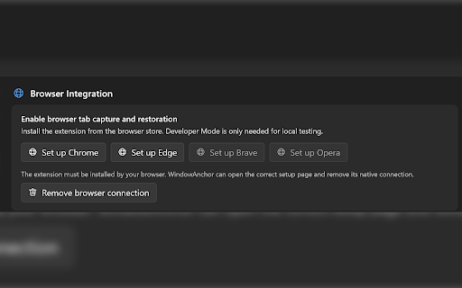 WindowAnchor Browser Connector :: Captures and restores browser tabs for WindowAnchor workspaces.