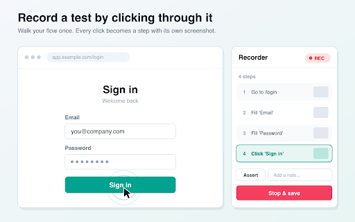 Test-Lab.ai :: Record browser flows into test plans + Playwright scripts, and run Test-Lab.ai tests against localhost, staging or VPN-only URLs.