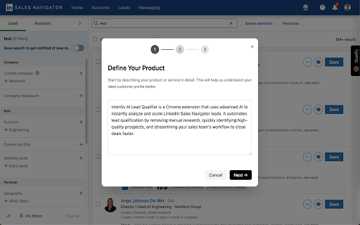 Intentiv AI Lead Qualifier :: Intentiv AI Lead Qualifier helps you instantly analyze and qualify your LinkedIn Sales Navigator leads using advanced AI.
Instead…