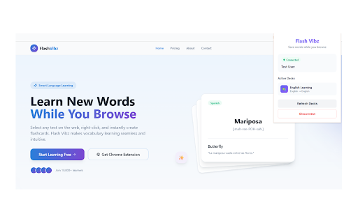 Flash Vibz :: Save words from any webpage directly to your Flash Vibz flashcard decks