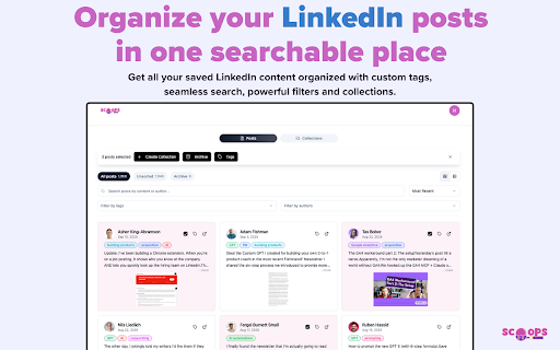 Scoops :: Save, search, and organize your LinkedIn saved posts.