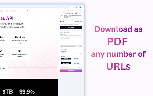 Microlink: Website to PDF :: Convert websites to PDF in bulk — paste up to 100 links and download them all as a ZIP, powered by Microlink.