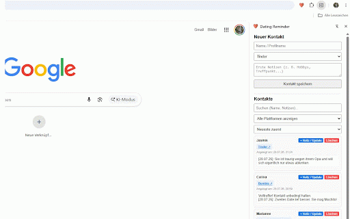 Personal Contact Manager :: Behalte deine Web-Kontakte, Gesprächsnotizen und Portale übersichtlich direkt im Browser im Blick.