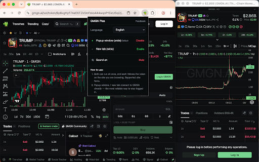 GMGN Plus :: Trade with your GMGN multi-wallets anywhere — a side window that follows the token you are viewing.