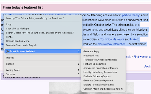 Smart Browser Assistant :: AI assistant to analyze selected text and generate responses using OpenRouter.