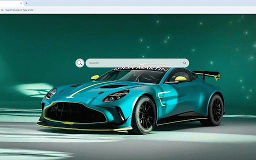 Aston Martin Vantage GT4 Live Wallpaper :: Stunning turquoise Aston Martin Vantage GT4 with yellow accents against starry teal backdrop.