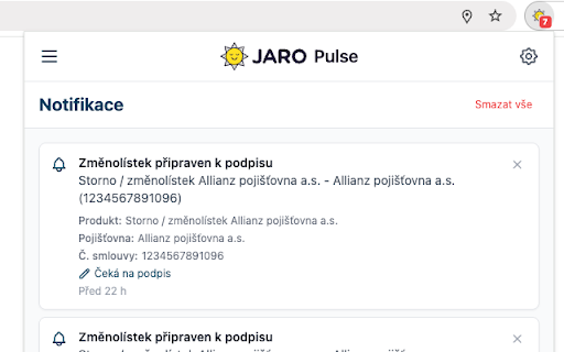 JARO Pulse :: Servisní aplikace pro JARO Pojištění. Zobrazuje notifikace a poskytuje další supportní služby.