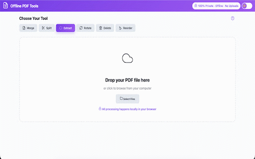 Offline PDF Tools :: 100% offline PDF modification tools - merge, split, extract, rotate, delete pages. No uploads, complete privacy.