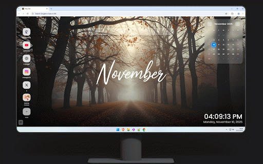 November 2025 Calendar Wallpaper :: Cozy November wallpaper featuring late autumn scenery, warm tones, and seasonal holiday preparations.