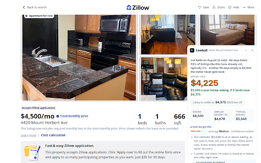 Lowball :: Rent estimates and suggested offers on Zillow rental listings. Not affiliated with Zillow.