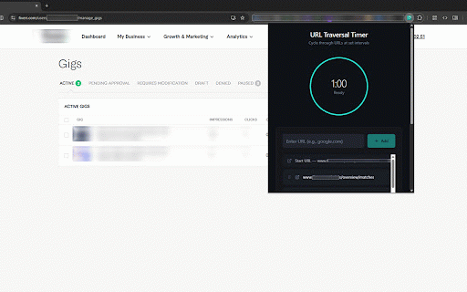 URL Traversal Timer :: A Chrome extension to cycle through a list of URLs at a set interval.