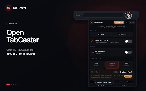 TabCaster: Screen Recorder with Privacy :: Record your tab or screen with audio, cinematic auto-zoom, and privacy blur. MP4, WebM & GIF — no cloud, everything stays local.