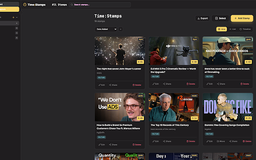 Time:Stamps :: Capture and organize YouTube timestamps instantly