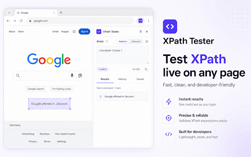 XPath Tester :: Use XPath Tester to build & check xpath expressions, css selectors, selenium xpath — instant selector finder and helper.
