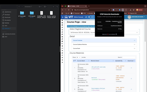 VTOP Materials Downloader :: Automatically download and organize VIT course materials with structured folder naming