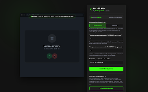 AutoPickUp :: Automatización de llamadas en Centralita Virtual: auto-respuesta, silencio y transferencia.