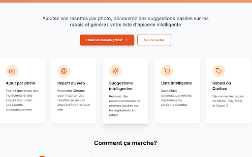 Presto Menu - Import de recettes :: Importez vos recettes web vers Presto Menu pour générer vos listes d'épicerie et trouver les meilleurs prix au Québec.