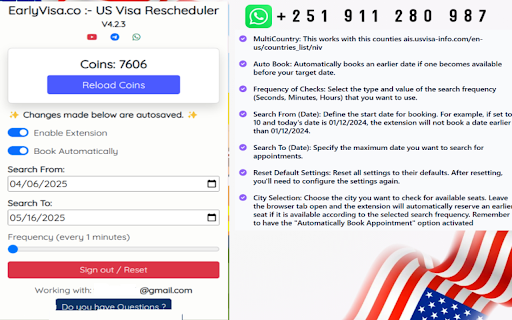 EarlyVisaUSA: US visa Appointment Rescheduler :: Automatically finds and reschedules your US visa appointment to an earlier date. Fast, reliable, and easy to use.