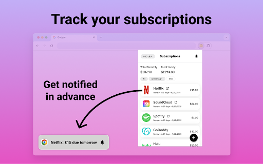 Subscription Management Tool :: Use the subscription management tool to manage subscriptions effectively. No more surprise renewals with this subscription tracker.