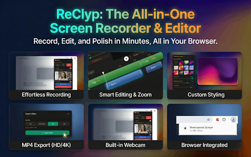 ReClyp - Elegant Screen recordings and Video Editor :: Record your screen, edit with cuts & zoom, and export in seconds