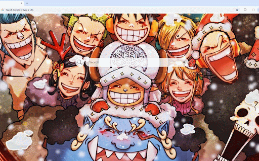 One Piece Christmas Live Wallpaper :: One Piece characters celebrate Christmas with joyful expressions and festive decorations amid falling snow.