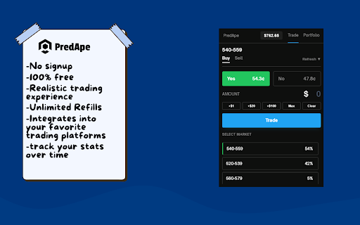 PredApe :: Paper trade prediction markets on your favorite platforms. Available now on polymarket.com