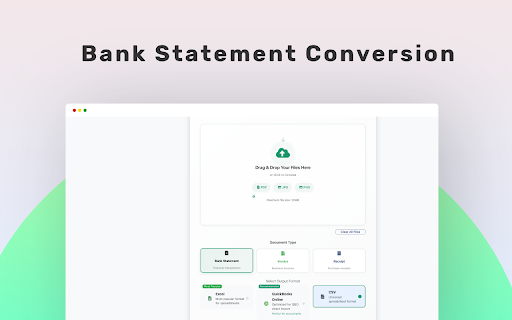 Bank Statement Conversion :: Convert PDF bank statements to Excel, CSV, QBO, OFX & more formats. AI-powered transaction extraction and expense categorization.