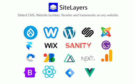 SiteLayers: Detect & Discover CMS, Frameworks, Website Builders :: Get real-time categorised results of the active technologies running on any website. (Analytics, CMS, site builders)