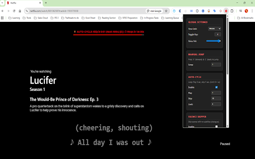 Netflix Master Skipper Pro :: Skip silence, auto-cycle episodes, custom seek buttons, and sleep timer for Netflix.