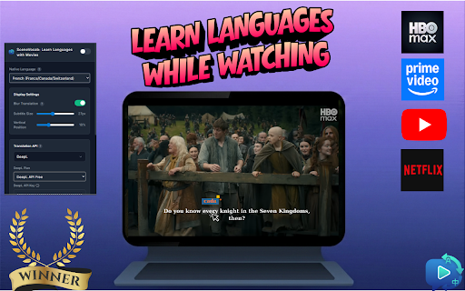 SceneVocab: Learn Languages with Movies :: Learn languages while watching movies and series on streaming platforms. Translate subtitles and save new words easily.