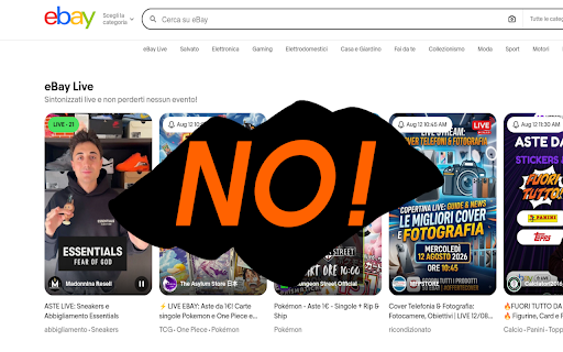 No eBay Live :: Removes the Live section on the eBay home page.