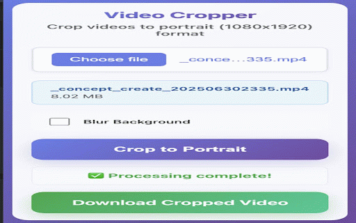 Video Cropper :: Crop videos to portrait format (1080x1920). No backend required!
