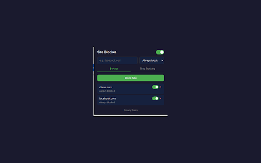 Site Blocker :: Block distracting websites with a simple toggle