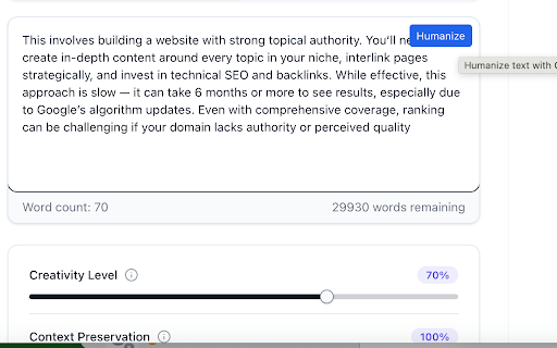 GPT Humanizer :: Transform AI-generated text to sound more human with right-click context menu