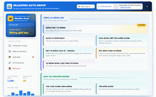 Auto Group Facebook - MleadPro :: Auto Group Facebook - MleadPro: trọn bộ công cụ marketing trên các hội nhóm Facebook.