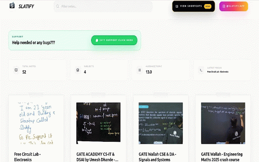 Slatify - YouTube Notes & Screenshot Note Taking :: Take timestamped YouTube lecture notes with screenshots, drawings, and PDF export.