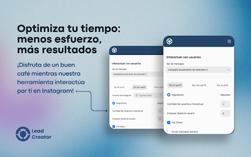 Lead Creator :: Create instagram leads effortlessly letting the extension do the hard work for you.