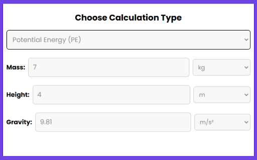 Potential Energy Calculator :: Official Chrome Extension for Potential Energy Calculations