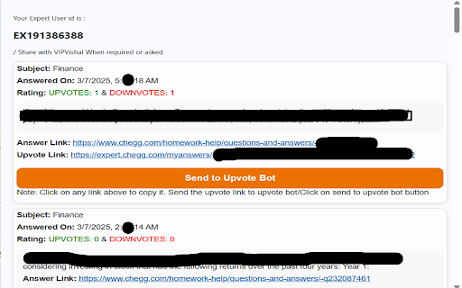 Chegg Expert Answer Link Finder :: This extension is a tool for the experts to find link to answers submitted by the experts.
->Goto expert.chegg.com
->Click on the…